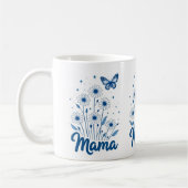 Mug Script de maman florale avec papillon bleu (Gauche)