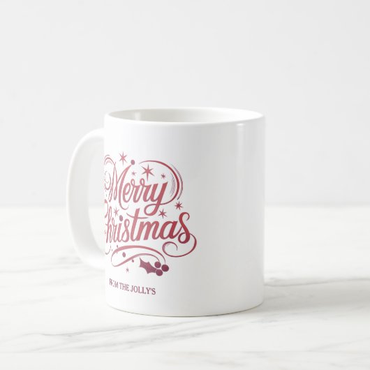 Mug Script de Noël moderne personnalisé (Devant gauche)