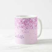 Mug Script de nom de confetti rose vif (Devant droit)