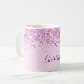 Mug Script de nom de confetti rose vif (Devant gauche)