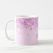 Mug Script de nom de confetti rose vif (Gauche)