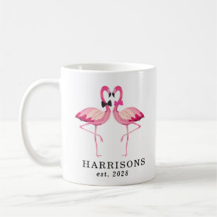 Mug Script de nom de couple marié(e) flamingo personna