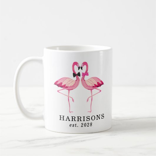 Mug Script de nom de couple marié(e) flamingo personna (Gauche)