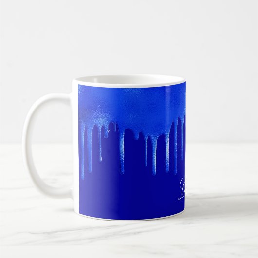 Mug Script de nom de la goutte de peinture bleue royal (Gauche)