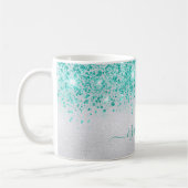 Mug Script de nom de la parties scintillant turquoise  (Gauche)