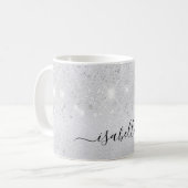 Mug Script de nom de parties scintillant argent glamou (Devant gauche)