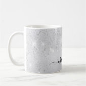 Mug Script de nom de parties scintillant argent glamou (Gauche)