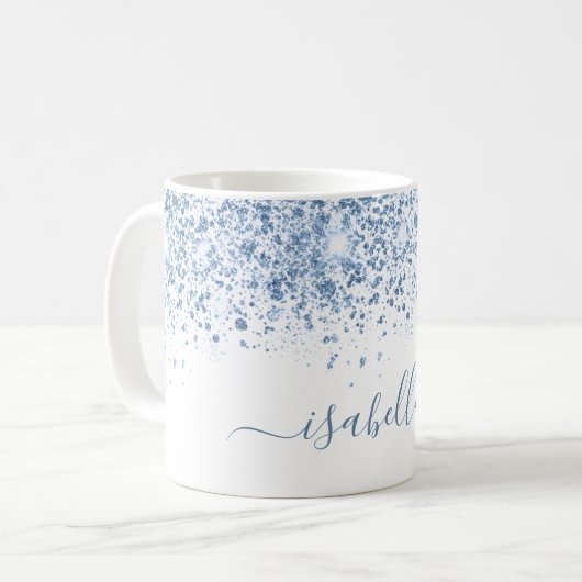 Mug Script de nom de parties scintillant bleu blanc (Devant gauche)