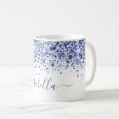 Mug Script de nom de parties scintillant bleu blanc (Devant droit)