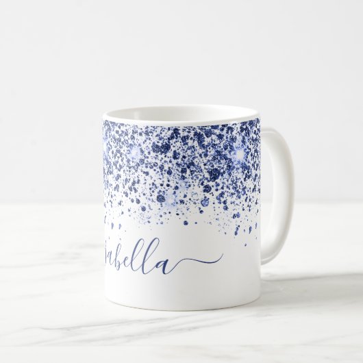 Mug Script de nom de parties scintillant bleu blanc (Devant droit)