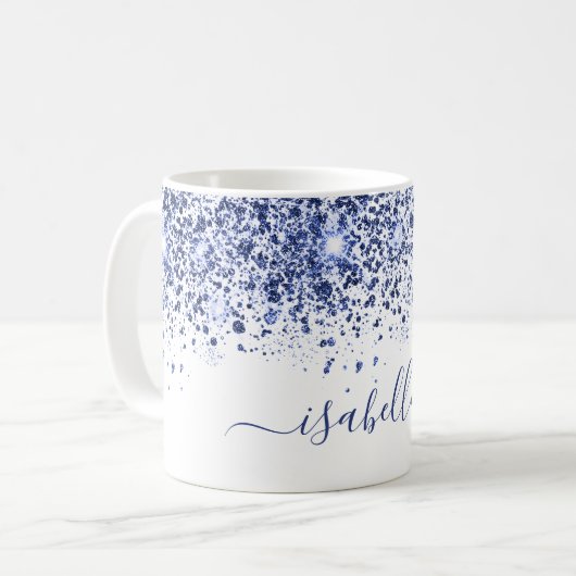 Mug Script de nom de parties scintillant bleu blanc (Devant gauche)