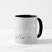 Mug Script de nom de parties scintillant en argent (Devant droit)