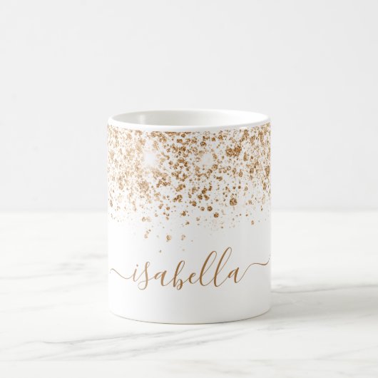 Mug Script de nom de parties scintillant en or blanc (Centre)