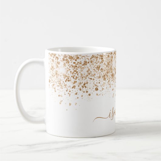Mug Script de nom de parties scintillant en or blanc (Gauche)