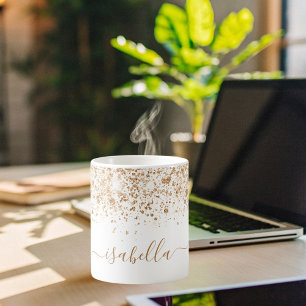 Mug Script de nom de parties scintillant en or blanc