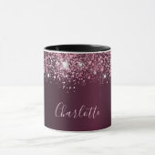 Mug Script de nom de parties scintillant rose bordeaux (Centre)