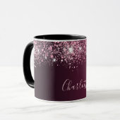 Mug Script de nom de parties scintillant rose bordeaux (Devant gauche)