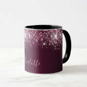 Mug Script de nom de parties scintillant rose bordeaux (Devant droit)