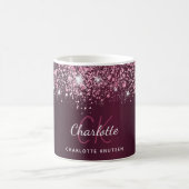 Mug Script de nom de parties scintillant rose bordeaux (Centre)