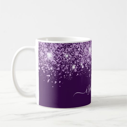 Mug Script de nom de parties scintillant violet (Gauche)
