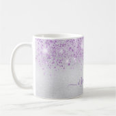 Mug Script de nom de parties scintillant violet argent (Gauche)