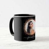 Mug Script de nom de photo en or noir (Devant gauche)