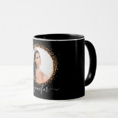 Mug Script de nom de photo en or noir (Devant droit)