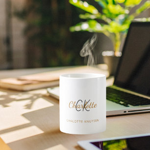 Mug Script de nom des initiales monogrammes élégant