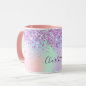 Mug Script de nom holographique de poussière de partie (Devant gauche)