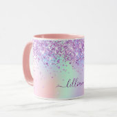 Mug Script de nom holographique rose violet (Devant gauche)