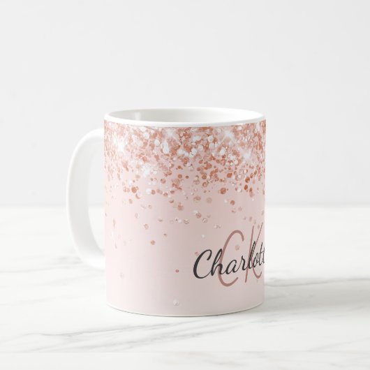 Mug script de nom or rose (Devant gauche)