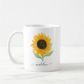 Mug Script de nom personnalisé tournesol rustique mini (Gauche)