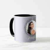 Mug Script de nom photo argent glamour (Devant gauche)