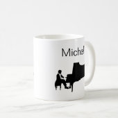 Mug Script de notes de musique pour piano Nom Café noi (Devant droit)
