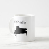 Mug Script de notes de musique pour piano Nom Café noi (Devant gauche)