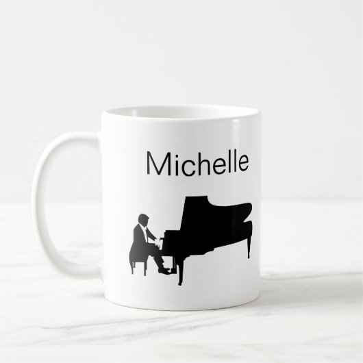 Mug Script de notes de musique pour piano Nom Café noi (Gauche)