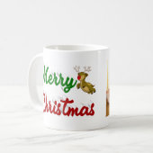 Mug Script de photo de rennes volants de Joyeux Noël (Devant gauche)