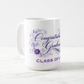 Mug Script de remise des diplômes floral violet avec a (Devant gauche)