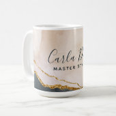 Mug Script de signature aquarelle rose noir or marbre (Devant gauche)