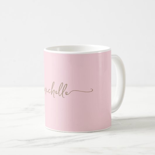 Mug Script de signature de Monogramme or rose vif (Devant droit)