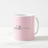 Mug Script de signature de monogramme rose (Devant droit)