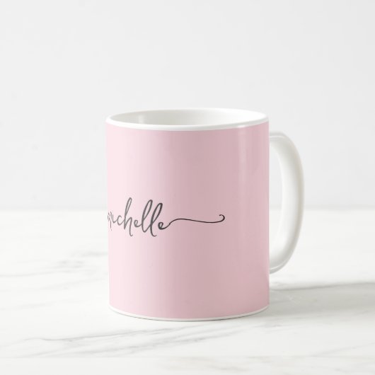 Mug Script de signature de monogramme rose (Devant droit)