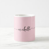 Mug Script de signature de monogramme rose (Centre)