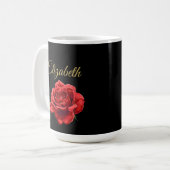 Mug Script doré personnalisé Elégant Rose rouge Person (Devant gauche)