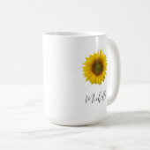 Mug Script élégant de tournesol botanique (Devant droit)