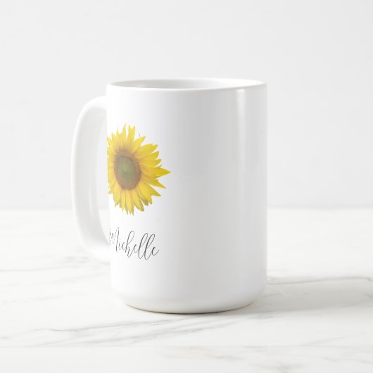 Mug Script élégant de tournesol botanique (Devant gauche)
