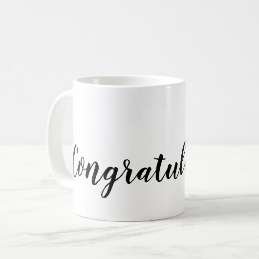 Mug Script Félicitations Typographie noir et blanc (Devant gauche)