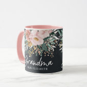 Mug Script floral d'aquarelle élégant grand-mère (Devant gauche)