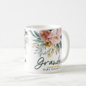 Mug Script floral d'aquarelle moderne élégante grand-m (Devant droit)