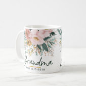Mug Script floral d'aquarelle moderne élégante grand-m (Devant gauche)